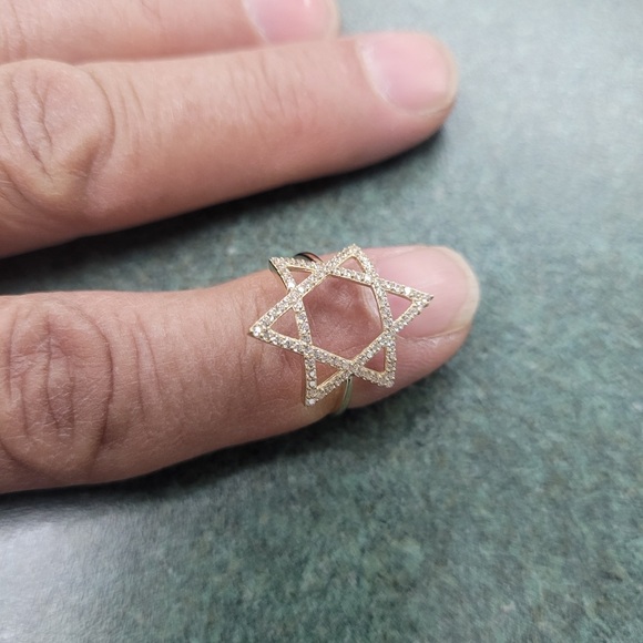 New 14K Yellow Gold CZ Star of David Ring size 5 6 7 8 9 - Picture 3 of 6